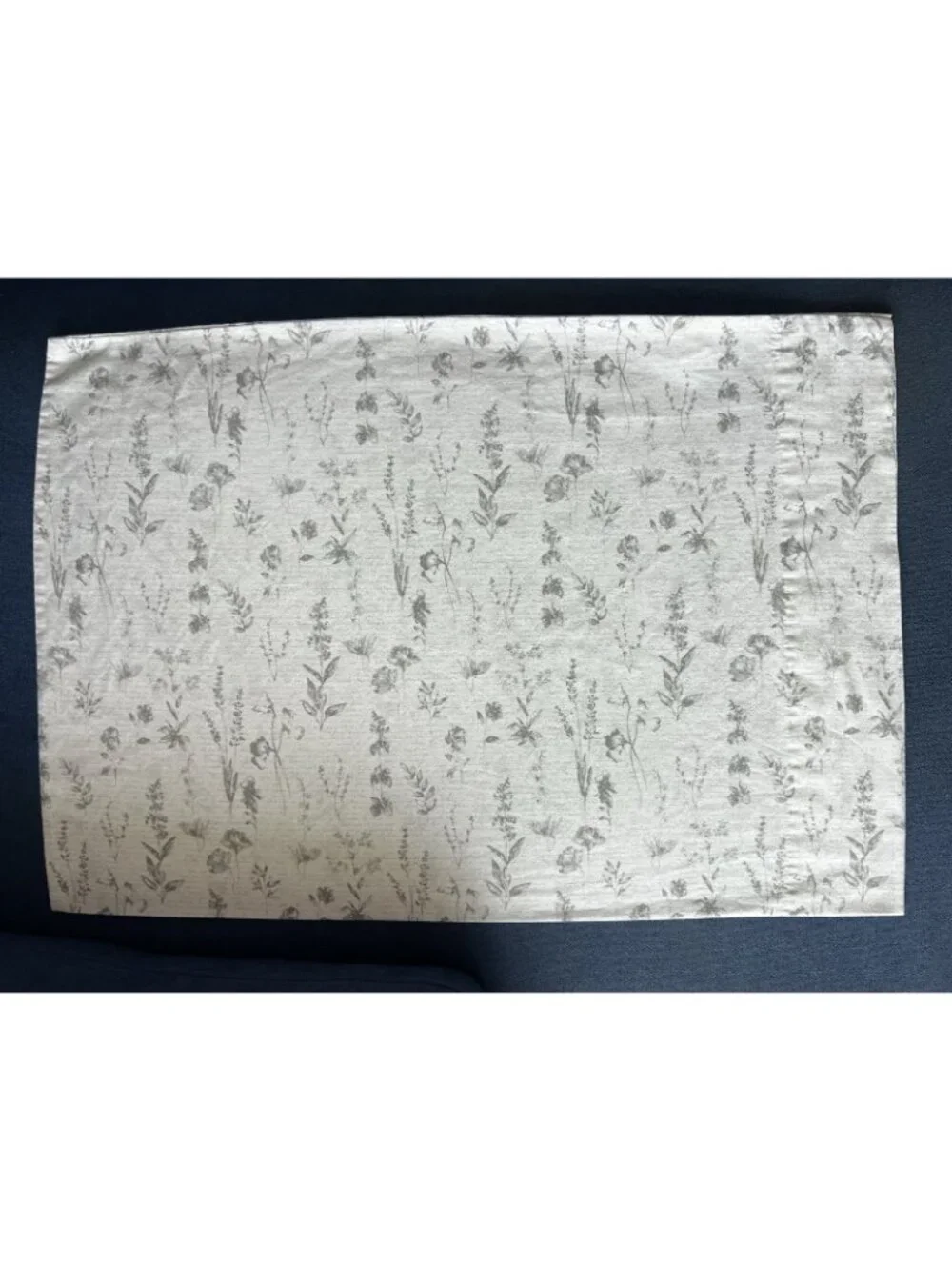 BOTANICAL Pillowcase Pair Standard Size Gray White Script Garden Floral Flowers